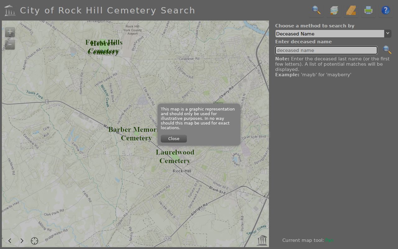 Rock Hill neighbors cemetery record search interface
