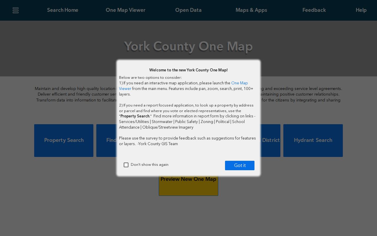 Rock Hill street directory York County One Map parcel viewer